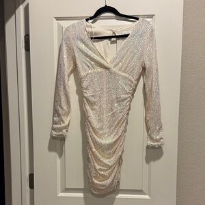Hello Molly Sparkling Cream Long Sleeve Dress